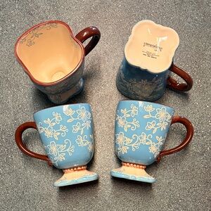Temp-Tations Floral Blue and Brown Mugs